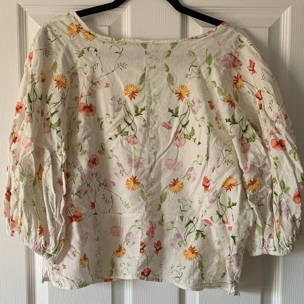 Floral Puff Sleeve Women's Top - Picture 5 of 5